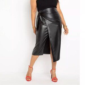 NWOT Eloquii Black Wrap Midi Skirt